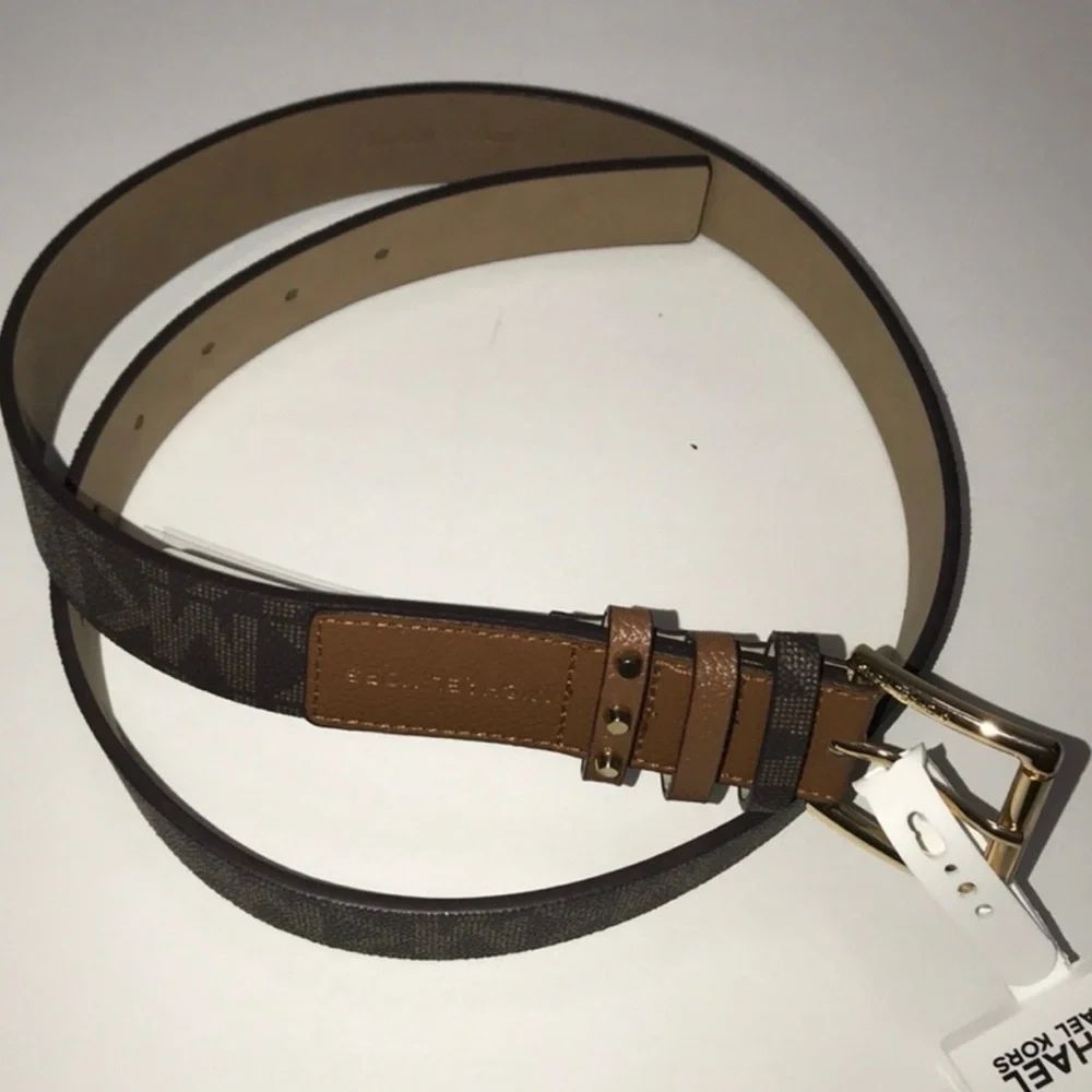 Michael Kors Belt Brown Signature MK Logo. Size Medium. NWT